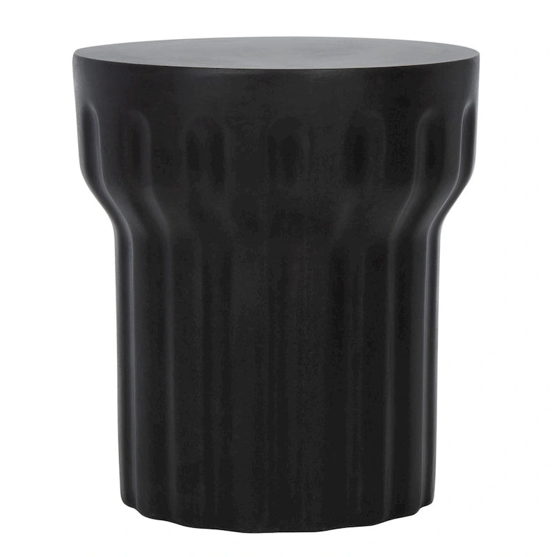 SAFAVIEH Ulya Table d'appoint ronde moderne en béton noir pour intérieur/extérieur - 15,7 l x 15,7 L x 17,7 H - 16Lx16Px18H