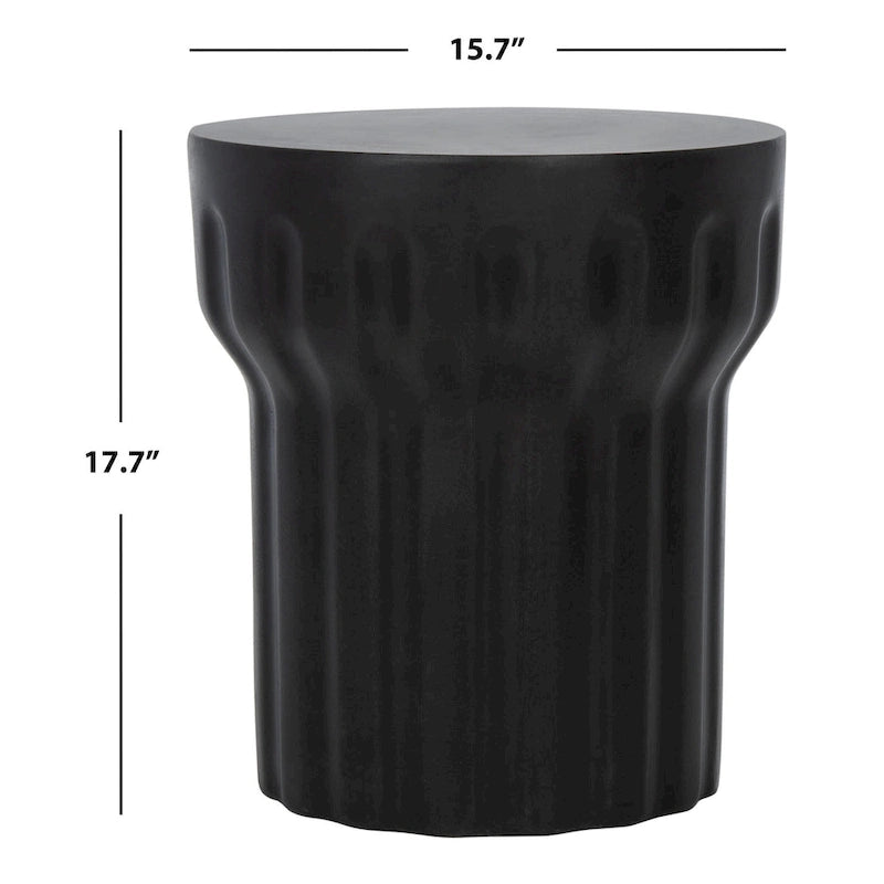SAFAVIEH Ulya Table d'appoint ronde moderne en béton noir pour intérieur/extérieur - 15,7 l x 15,7 L x 17,7 H - 16Lx16Px18H