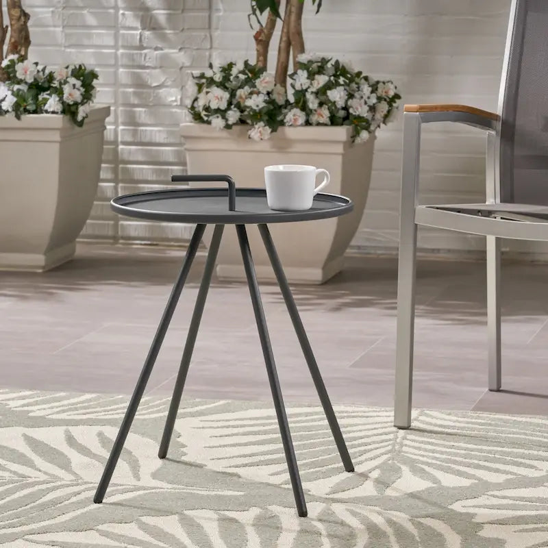 Vida Outdoor 16.5-inch Side Table with Steel Legs by Christopher Knight Home