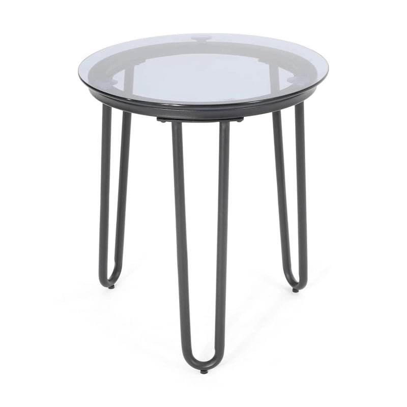 Table d'appoint d'extérieur moderne La Jolla avec plateau en verre trempé par Christopher Knight Home - 15.50 L x 15.50 P x 18.00 H