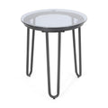 Table d'appoint d'extérieur moderne La Jolla avec plateau en verre trempé par Christopher Knight Home - 15.50 L x 15.50 P x 18.00 H