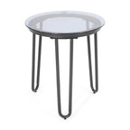 Table d'appoint d'extérieur moderne La Jolla avec plateau en verre trempé par Christopher Knight Home - 15.50 L x 15.50 P x 18.00 H