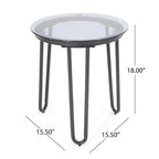Table d'appoint d'extérieur moderne La Jolla avec plateau en verre trempé par Christopher Knight Home - 15.50 L x 15.50 P x 18.00 H