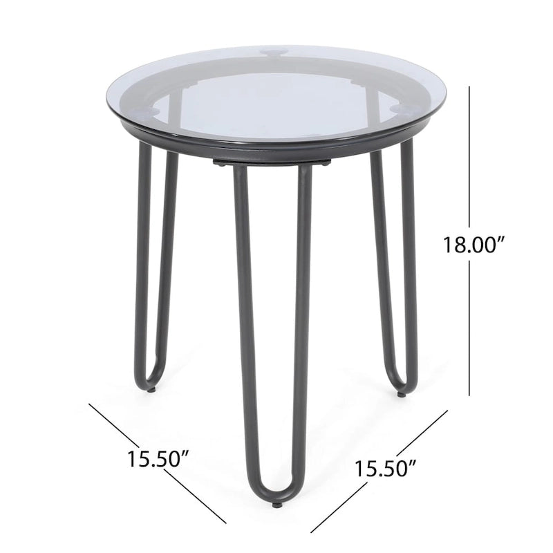Table d'appoint d'extérieur moderne La Jolla avec plateau en verre trempé par Christopher Knight Home - 15.50 L x 15.50 P x 18.00 H