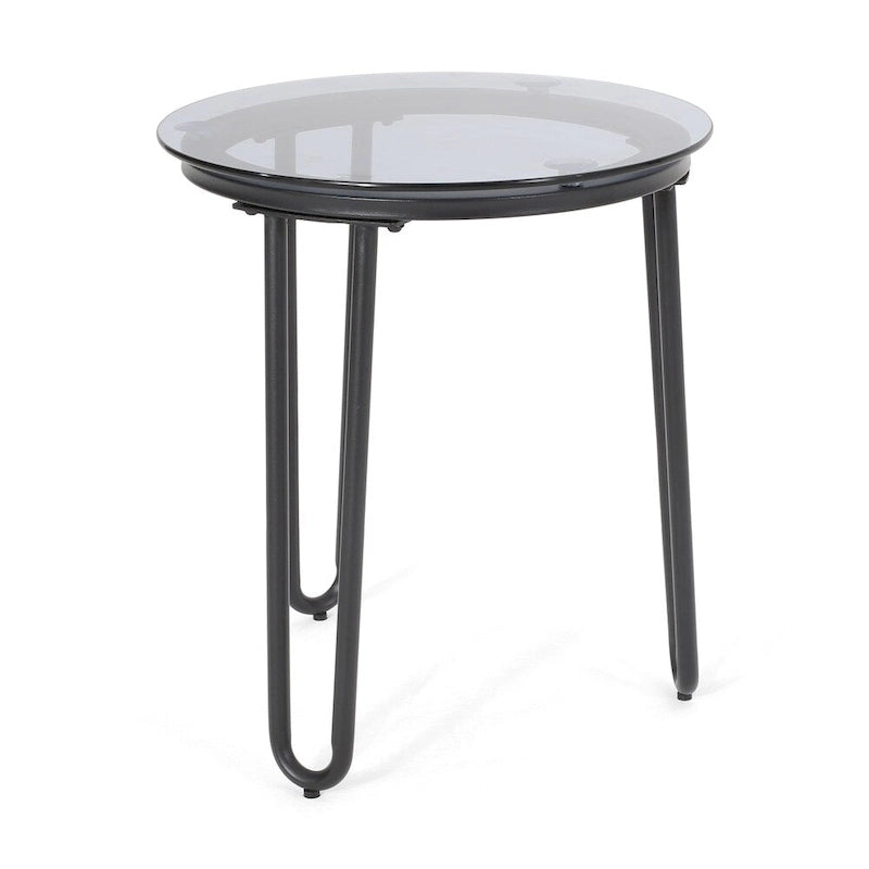 Table d'appoint d'extérieur moderne La Jolla avec plateau en verre trempé par Christopher Knight Home - 15.50 L x 15.50 P x 18.00 H