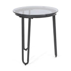 Table d'appoint d'extérieur moderne La Jolla avec plateau en verre trempé par Christopher Knight Home - 15.50 L x 15.50 P x 18.00 H