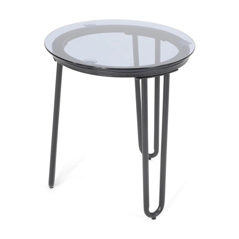 Table d'appoint d'extérieur moderne La Jolla avec plateau en verre trempé par Christopher Knight Home - 15.50 L x 15.50 P x 18.00 H