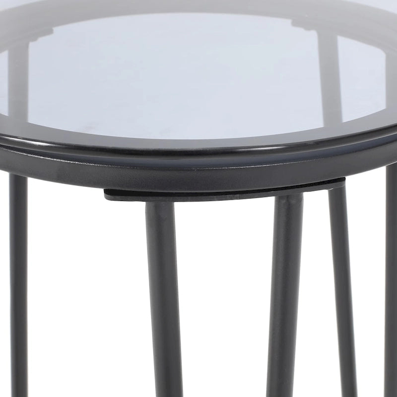 Table d'appoint d'extérieur moderne La Jolla avec plateau en verre trempé par Christopher Knight Home - 15.50 L x 15.50 P x 18.00 H
