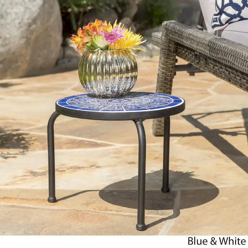 Table d'appoint d'extérieur en céramique de 10 pouces Slate par Christopher Knight Home