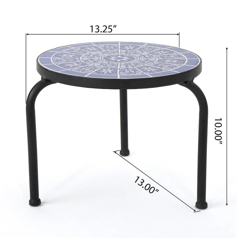 Table d'appoint d'extérieur en céramique de 10 pouces Slate par Christopher Knight Home