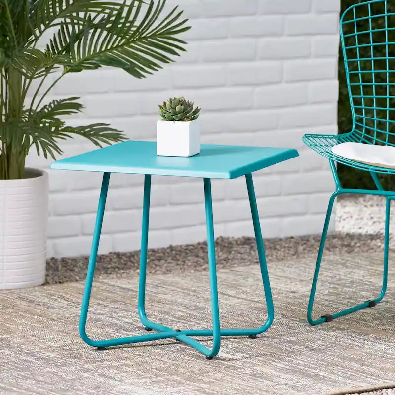 Alder Outdoor Modern 18 Side Table with Steel Legs by Christopher Knight Home