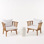 Ensemble de deux fauteuils de jardin et d'une table d'appoint en bois d'acacia Polmer par Christopher Knight Home