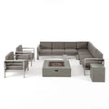 Ensemble sectionnel de canapé en L en aluminium 9 places Cape Coral Outdoor et foyer par Christopher Knight Home