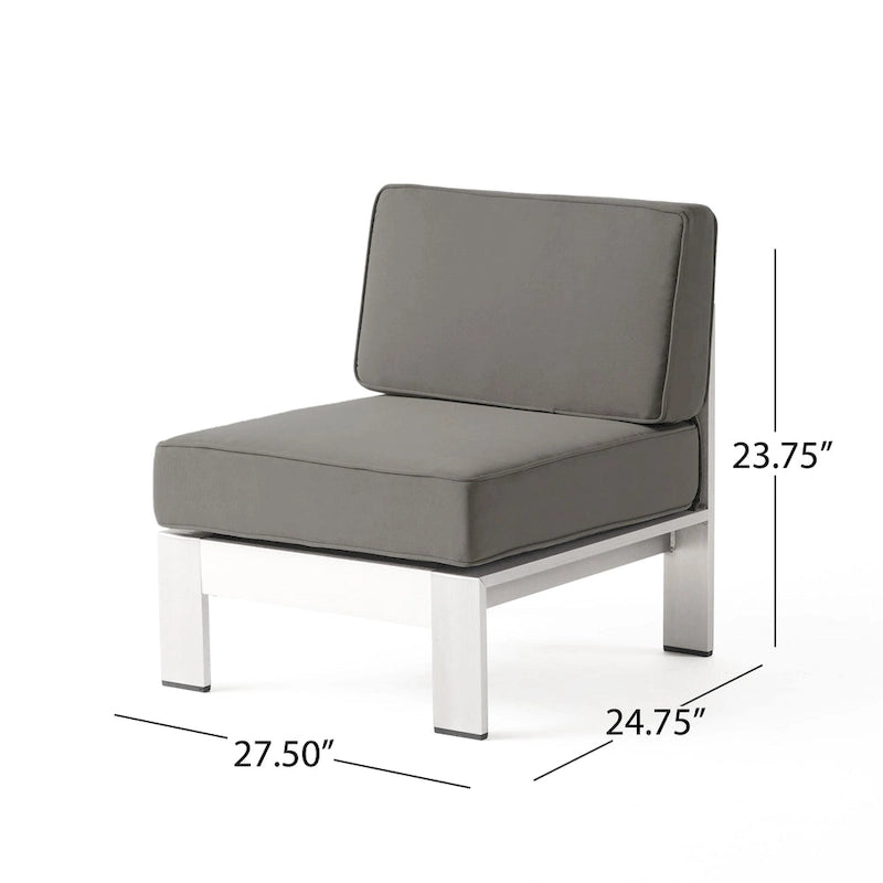 Ensemble sectionnel de canapé en L en aluminium 9 places Cape Coral Outdoor et foyer par Christopher Knight Home