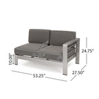 Ensemble sectionnel de canapé en L en aluminium 9 places Cape Coral Outdoor et foyer par Christopher Knight Home