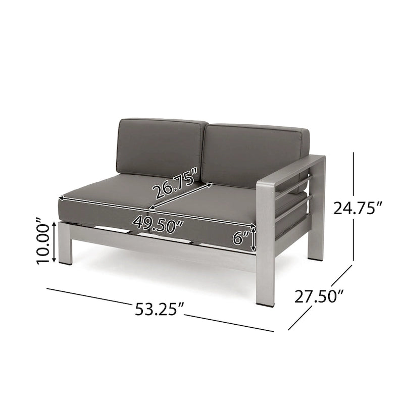 Ensemble sectionnel de canapé en L en aluminium 9 places Cape Coral Outdoor et foyer par Christopher Knight Home