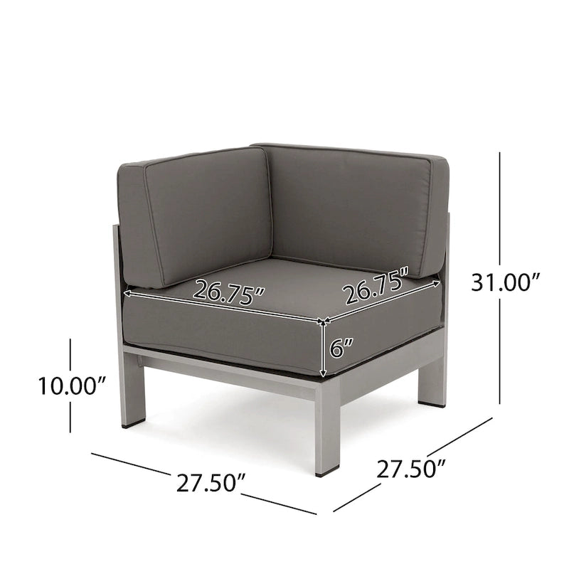 Ensemble sectionnel de canapé en L en aluminium 9 places Cape Coral Outdoor et foyer par Christopher Knight Home