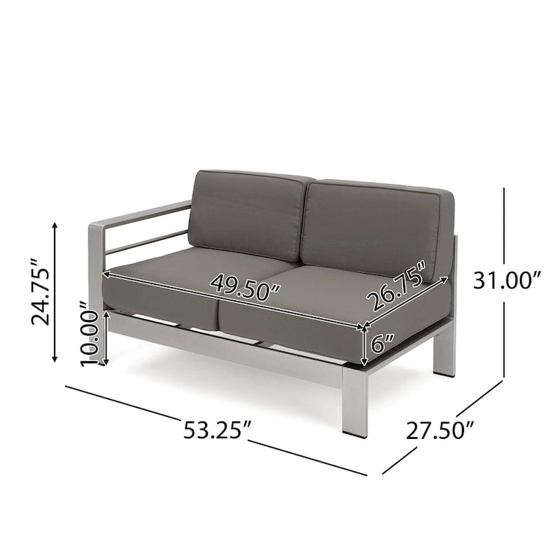 Ensemble sectionnel de canapé en L en aluminium 9 places Cape Coral Outdoor et foyer par Christopher Knight Home