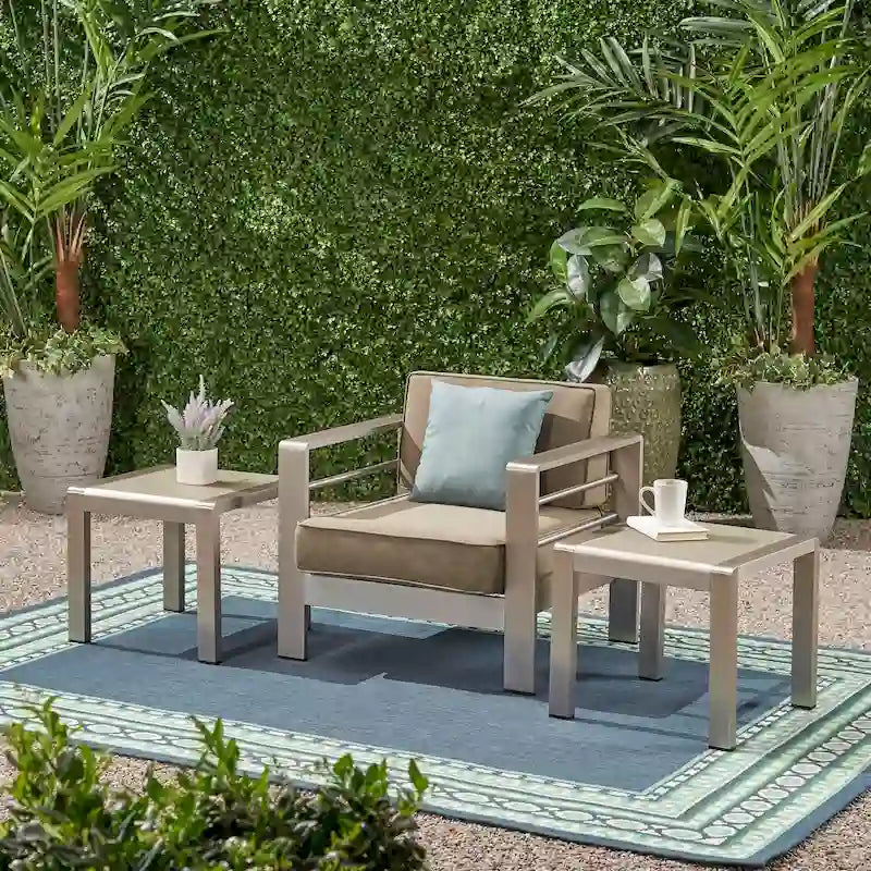Tables d'appoint extérieures en aluminium Cape Coral (ensemble de 2) par Christopher Knight Home