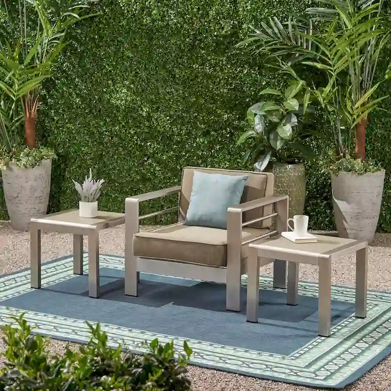 Cape Coral Outdoor Aluminum Side Table (Set of 2) by Christopher Knight Home