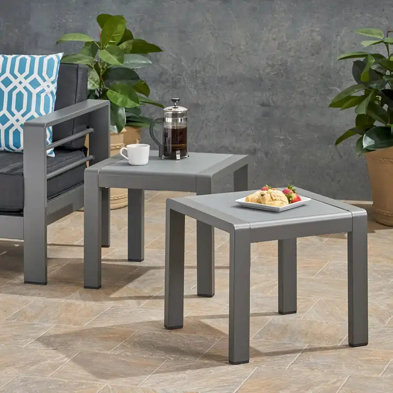 Tables d'appoint extérieures en aluminium Cape Coral (ensemble de 2) par Christopher Knight Home