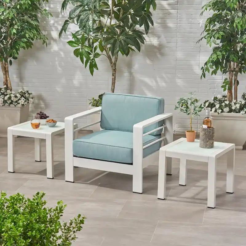 Tables d'appoint extérieures en aluminium Cape Coral (ensemble de 2) par Christopher Knight Home