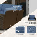 Ensemble de mobilier de jardin Outsunny 6 pièces avec canapé trois places en rotin, fauteuils à bascule pivotants, repose-pieds