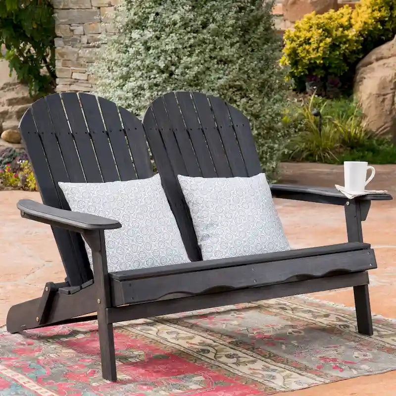 Canapé deux places d'extérieur Adirondack en bois Malibu de Christopher Knight Home - 51,75 L x 35,75 l x 34,25 H