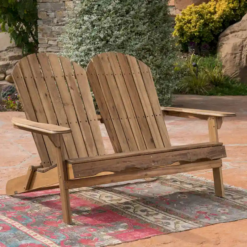 Canapé deux places d'extérieur Adirondack en bois Malibu de Christopher Knight Home - 51,75 L x 35,75 l x 34,25 H