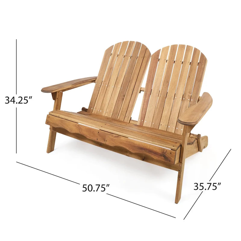 Canapé deux places d'extérieur Adirondack en bois Malibu de Christopher Knight Home - 51,75 L x 35,75 l x 34,25 H