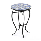 Table d'appoint Han Outdoor ronde en céramique avec piètement en fer par Christopher Knight Home