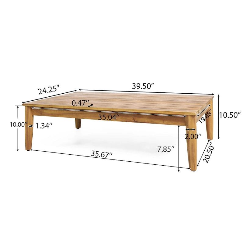 Table basse d'extérieur en bois d'acacia Magnolia de Christopher Knight Home - 39,50 L x 24,25 P x 10,25 H