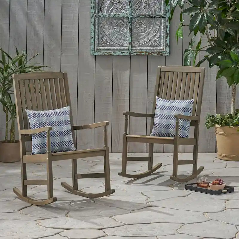 Chaises à bascule en bois d'acacia Arcadia (lot de 2) par Christopher Knight Home