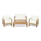 Ensemble de conversation d'extérieur 4 places en bois d'acacia belge par Christopher Knight Home