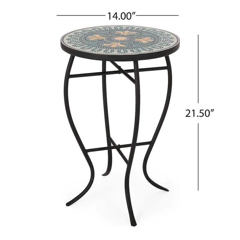 Table d'appoint d'extérieur Bloomfield avec plateau en carreaux par Christopher Knight Home