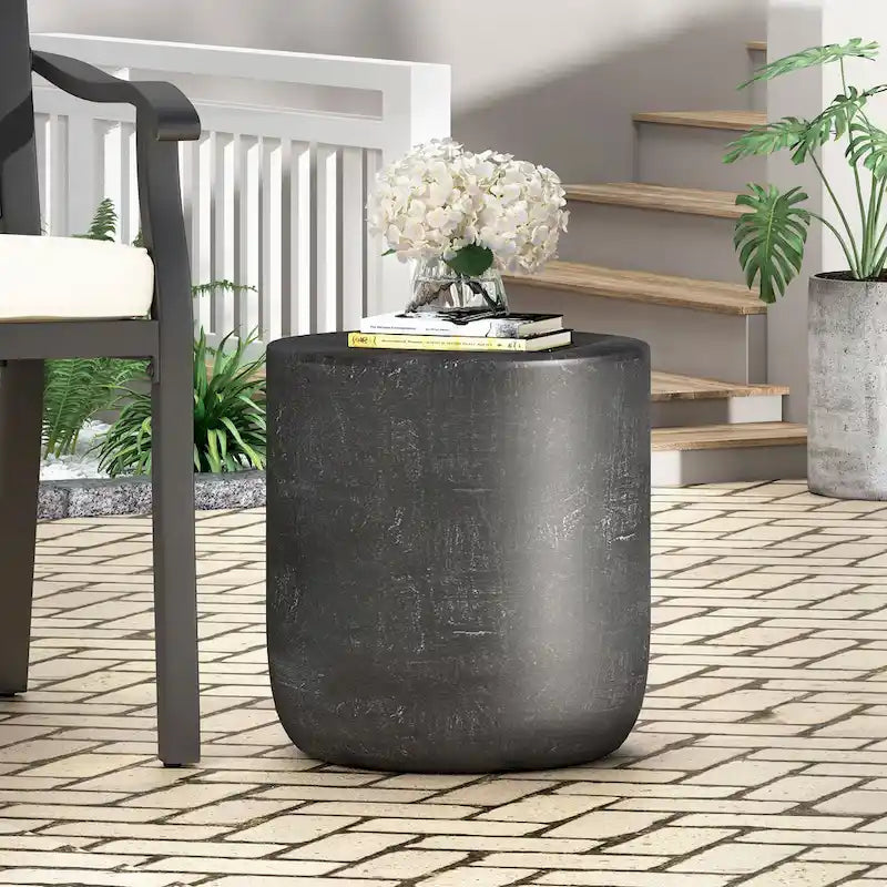 Bianca Outdoor Lightweight Concrete Side Table by Christopher Knight Home