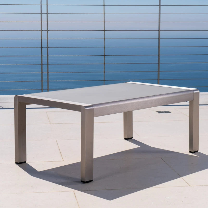 Table basse d'extérieur en aluminium et verre trempé Cape Coral de Christopher Knight Home