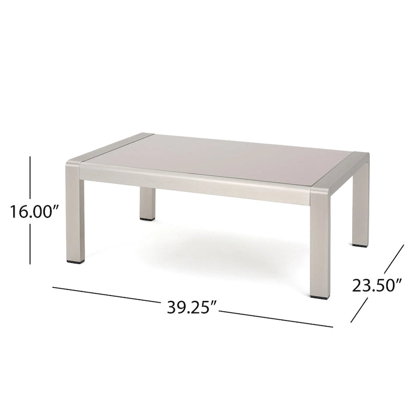 Table basse d'extérieur en aluminium et verre trempé Cape Coral de Christopher Knight Home