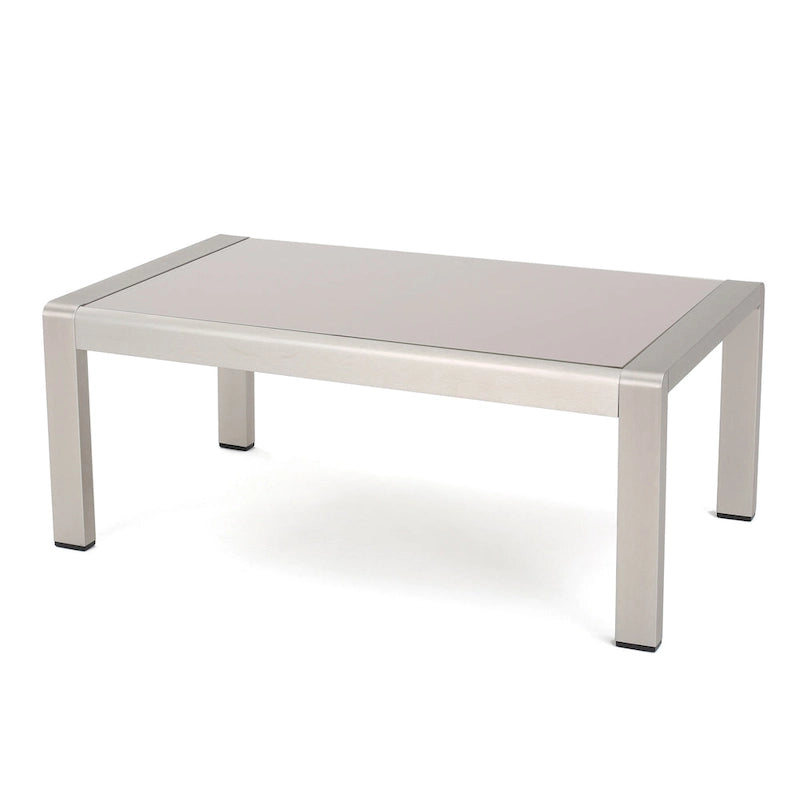 Table basse d'extérieur en aluminium et verre trempé Cape Coral de Christopher Knight Home