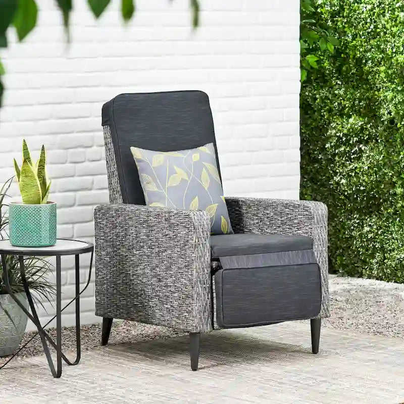 Murdock Outdoor Wicker Outdoor Recliner with Cushion by Christopher Knight Home
