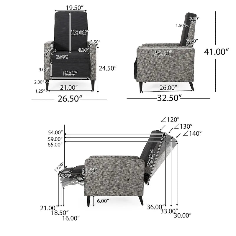 Fauteuil inclinable d'extérieur en osier Murdock avec coussin par Christopher Knight Home