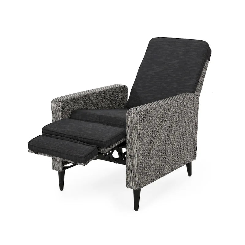 Fauteuil inclinable d'extérieur en osier Murdock avec coussin par Christopher Knight Home
