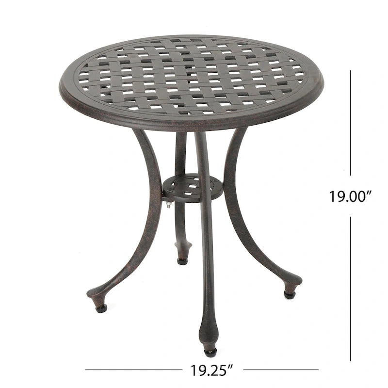 Table d'appoint ronde d'extérieur Lola en aluminium par Christopher Knight Home