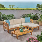 Ensemble de canapé 5 pièces en bois d'acacia d'extérieur Alcove par Christopher Knight Home