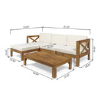 Ensemble de canapé 5 pièces en bois d'acacia d'extérieur Alcove par Christopher Knight Home
