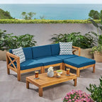 Ensemble de canapé 5 pièces en bois d'acacia d'extérieur Alcove par Christopher Knight Home