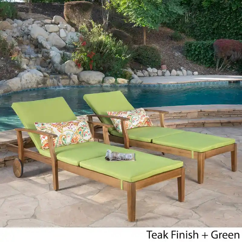 Bain de soleil Perla en bois d'acacia (lot de 2) par Christopher Knight Home