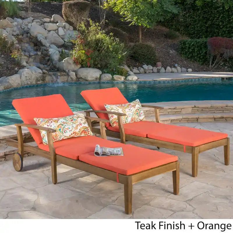 Bain de soleil Perla en bois d'acacia (lot de 2) par Christopher Knight Home
