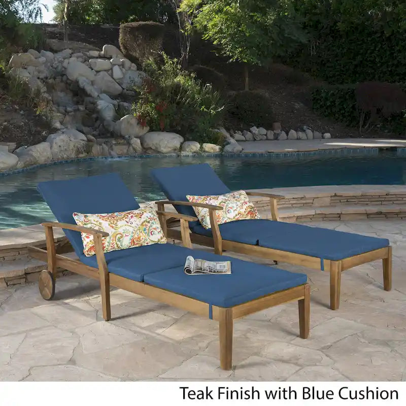 Bain de soleil Perla en bois d'acacia (lot de 2) par Christopher Knight Home