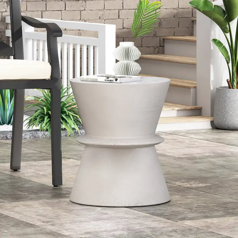 Aragon Outdoor Lightweight Concrete Side Table by Christopher Knight Home